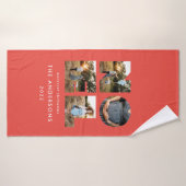 Nieuw kerstdapperse moderne 4 foto's simpele feest badhanddoek (Badhanddoek)