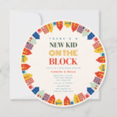 Nieuw Kind op het Block Buurt baby shower Kaart (Voorkant)