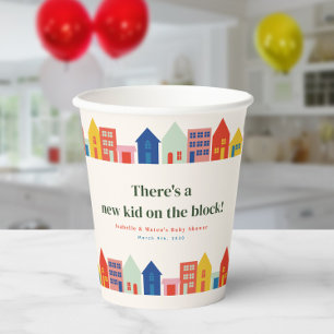 Nieuw Kind op het Block Buurt Baby shower Papieren Bekers