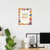 Nieuw Kind op het Block Neutral Huizen Baby shower Poster (Thuiskantoor)