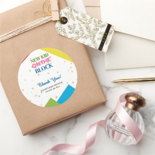 Nieuw Kind op het blok Kleurrijk Baby shower Ronde Sticker