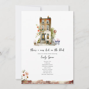 Nieuw Kind op het blokje Floral Girl Baby shower Kaart