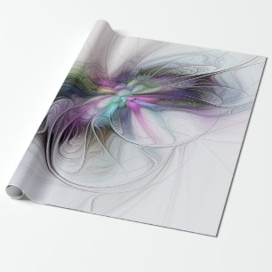 Nieuw leven, kleurrijke Abstracte fractale kunst Cadeaupapier