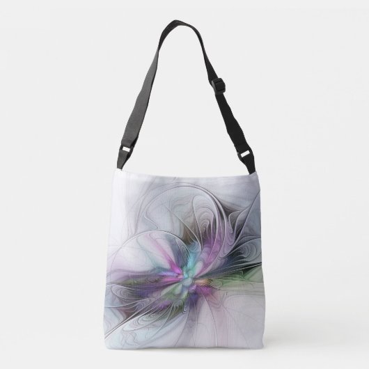 Nieuw leven, kleurrijke Abstracte fractale kunst F Crossbody Tas (Achterkant)