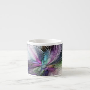 Nieuw Leven, Kleurrijke Abstracte Fractale Kunst F Espresso Kop
