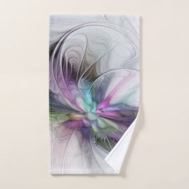Nieuw leven, kleurrijke Abstracte fractale kunst F Handdoek
