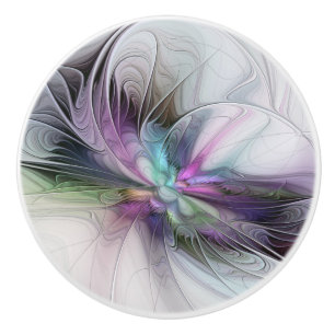 Nieuw Leven, Kleurrijke Abstracte Fractale Kunst F Keramische Knop