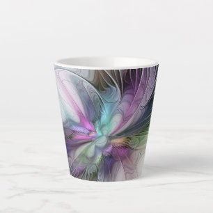Nieuw leven, kleurrijke Abstracte fractale kunst F Latte Mok