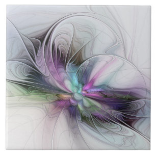 Nieuw Leven, Kleurrijke Abstracte Fractale Kunst F Tegeltje