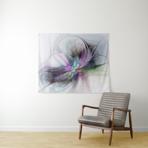 Nieuw leven, kleurrijke Abstracte fractale kunst F Wandkleed