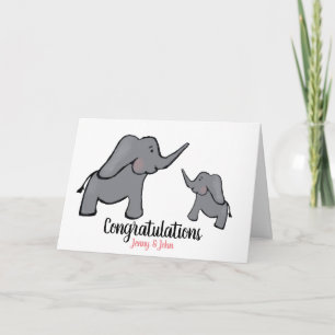Nieuw meisje op maat van de olifant moeder en kind kaart