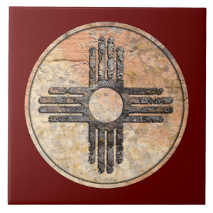Nieuw Mexicaans Zia Sun-symbool - Talking Canyons, Tegeltje