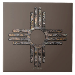 Nieuw Mexicaans Zia Sun-symbool - Talking Canyons, Tegeltje