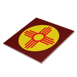 Nieuw Mexicaans Zia Sun-symbool Tegeltje