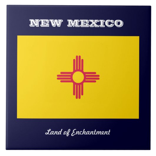 Nieuw Mexico, vlag en slogan Tegeltje (Voorkant)
