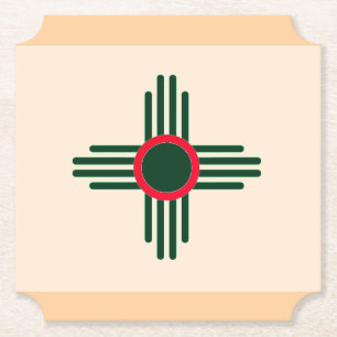 Nieuw-Mexico Zia Zon Kerstmis Kartonnen Onderzetters