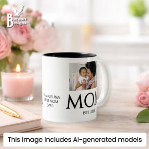 Nieuw Moeder Cadeau Aangepaste Tekst Foto Moeder O Tweekleurige Koffiemok