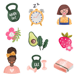 Nieuw | Nieuwjaarsresoluties Illustratief meisje Sticker