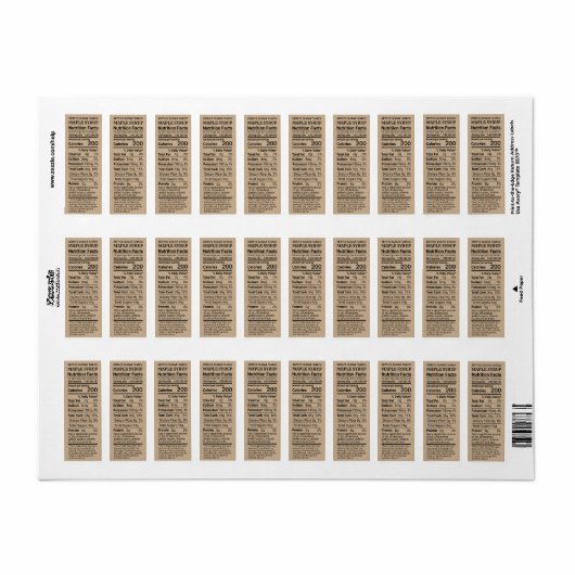 NIEUW Nutriveringseffect van de Maple Syrup van he Etiket (Full Sheet)