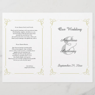 Nieuw Olijfgroen art Deco Foral Wedding Programme