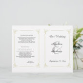 Nieuw Olijfgroen art Deco Foral Wedding Programme (Staand voorkant)