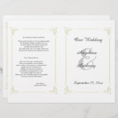 Nieuw Olijfgroen art Deco Foral Wedding Programme (Voorkant / Achterkant)