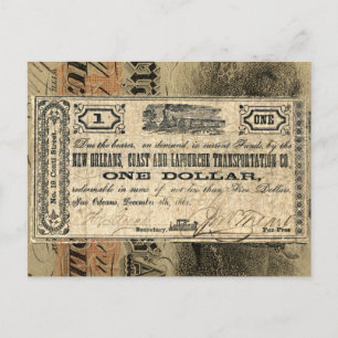Nieuw-Orleans Burgeroorlog Antiek Geld Zuidelijke  Briefkaart