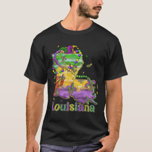 Nieuw-Orleans Louisiana Kaart Fleur De Lis Mardi G T-shirt