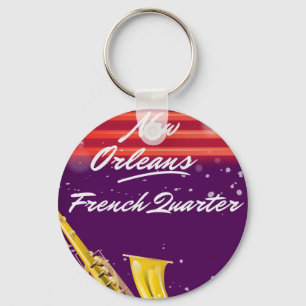 Nieuw-Orleans saxofoon reisposter. Sleutelhanger