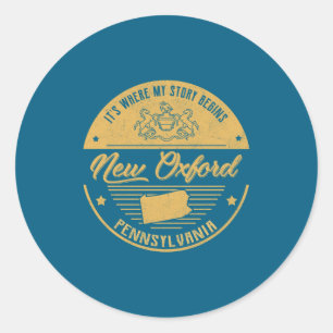 Nieuw Oxford Pennsylvania Daar begint mijn verhaal Ronde Sticker