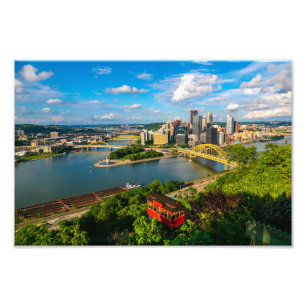 *Nieuw Pittsburgh City Uitzicht met Incline fotopr Foto Afdruk