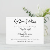 "Nieuw plan" Elegante uitgestelde trouwkaart aanko Kaart (Staand voorkant)