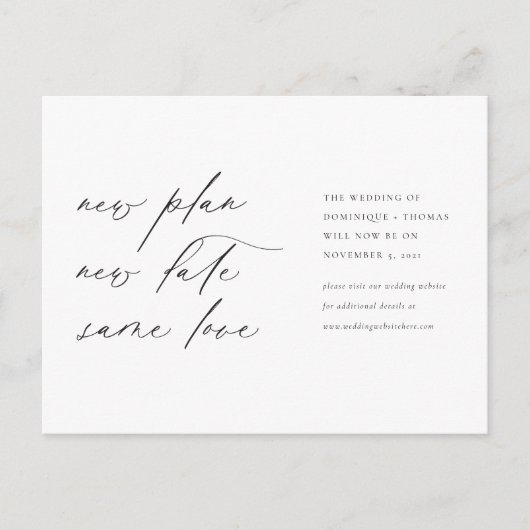 Nieuw plan Nieuwe datum Zelfde liefde Briefkaart (Voorkant)