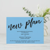 Nieuw plan uitgestelde bruiloft klassieke blauwe k kaart (Staand voorkant)