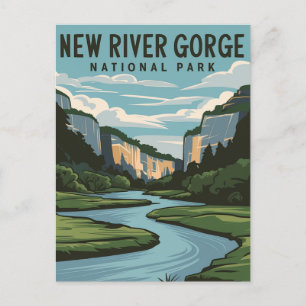 Nieuw River Gorge Nationaal Park Minimale Illustra Feestdagenkaart
