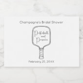 Nieuw Script Pickleball & Prosecco Vrijgezellenfee Sparkling Wijnetiket (Enkel label)