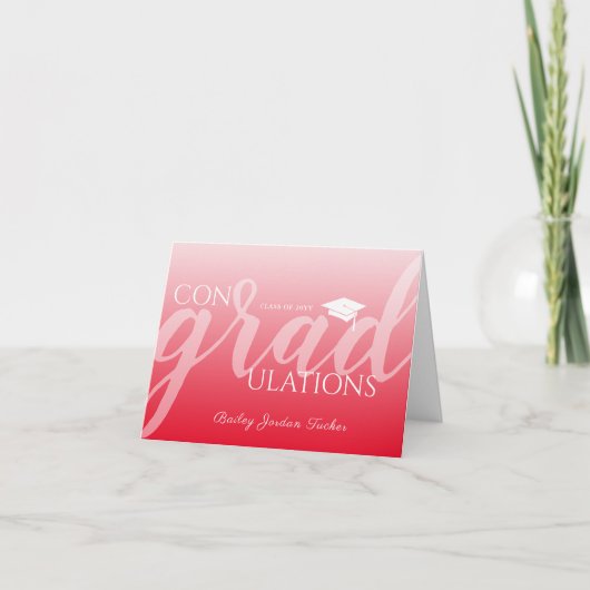 Nieuw script rood Afstuderen gefeliciteerd Kaart (Voorkant)