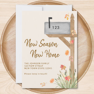 Nieuw Seizoen Nieuw Thuis Herfst Mailbox Verhuizen Aankondiging