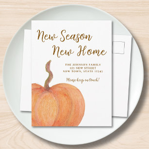 Nieuw Seizoen Nieuw Thuis Herfst Pompoen Verhuizen Aankondigingskaart
