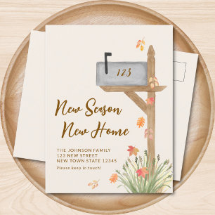 Nieuw Seizoen Nieuwe Home Herfst Beweging Aankondi Aankondigingskaart