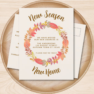 Nieuw Seizoen Nieuwe Home Herfst Verhuizen Aankondigingskaart