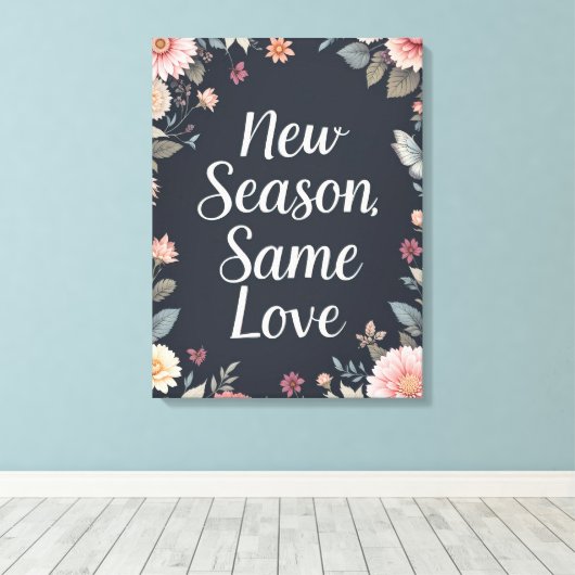Nieuw seizoen Zelfde liefde Dark Floral Art Canvas Afdruk (Insitu (Houten vloer))