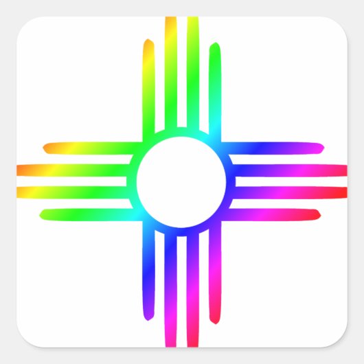 Nieuw symbool Mexico Rainbow Zia Vierkante Sticker (Voorkant)