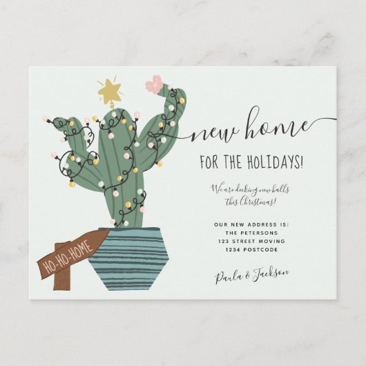 Nieuw thuis voor kerstcadeautjes, tuinsterren aankondigingskaart (Voorkant)