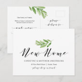 Nieuw thuisadres, Greenery, Moving Announge Briefkaart (Voorkant / Achterkant)
