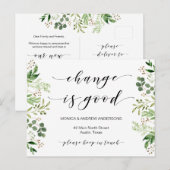 Nieuw thuisadres, Greenery, Moving Announge Briefkaart (Voorkant / Achterkant)