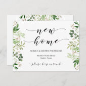 Nieuw thuisadres, Greenery, Moving Announge Briefkaart (Voorkant / Achterkant)