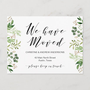 Nieuw thuisadres, Greenery, Moving Announge Briefkaart