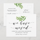Nieuw thuisadres, Greenery, Moving Announge Briefkaart (Voorkant / Achterkant)