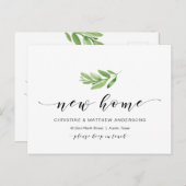 Nieuw thuisadres, Greenery, Moving Announge Briefkaart (Voorkant / Achterkant)